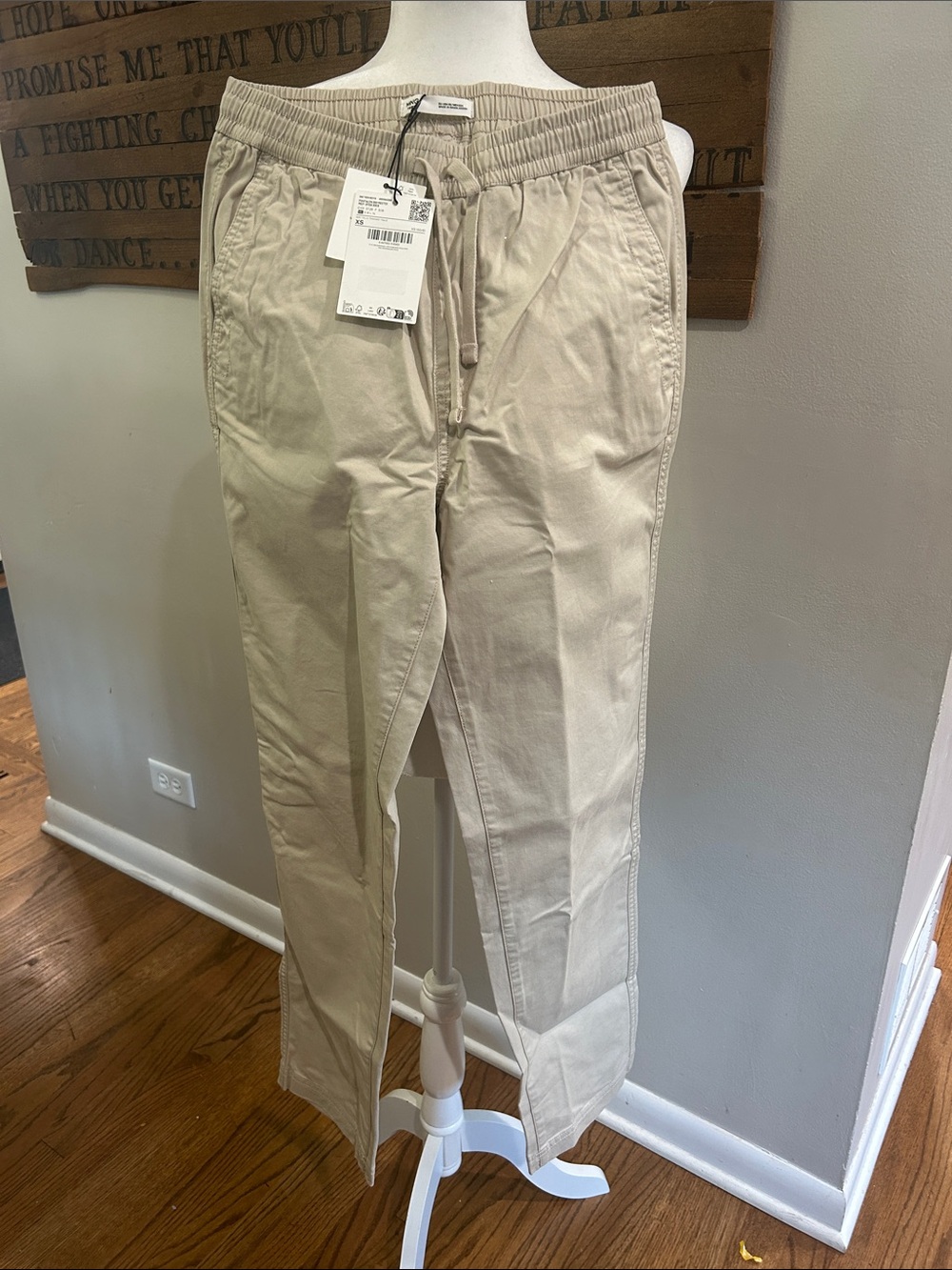 NWT Mango Teen Light Beige Drawstring Chino Pants
